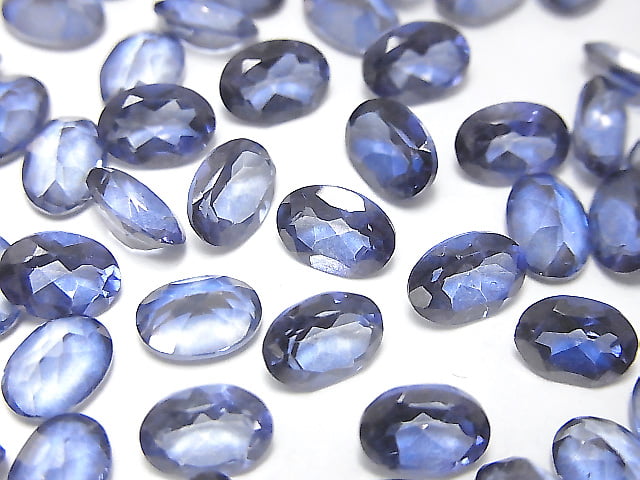 Hochwertiger blauer mystischer Topas AAA loser Stein oval facettiert 7x5mm 5 Stück