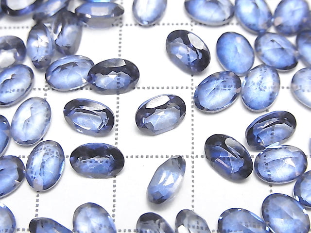 Hochwertiger blauer mystischer Topas AAA loser Stein oval facettiert 7x5mm 5 Stück