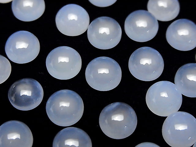 High Quality Blue Chalcedony AAA Round Cabochon 8 x 8 x 4 mm 5 pcs $9.79!