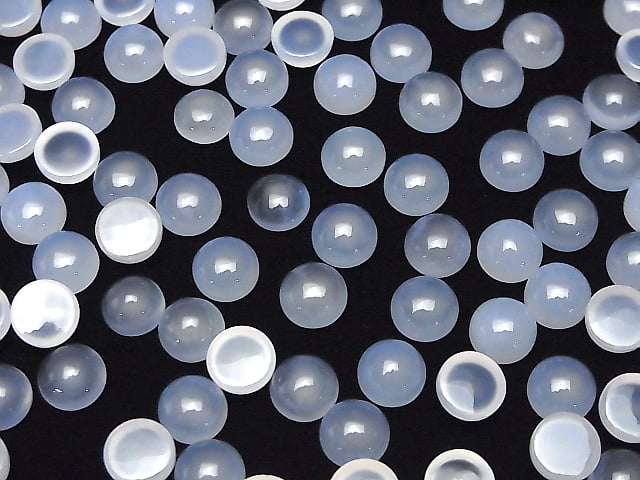 High Quality Blue Chalcedony AAA Round Cabochon 8 x 8 x 4 mm 5 pcs $9.79!