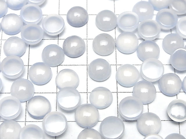 High Quality Blue Chalcedony AAA Round Cabochon 8 x 8 x 4 mm 5 pcs $9.79!