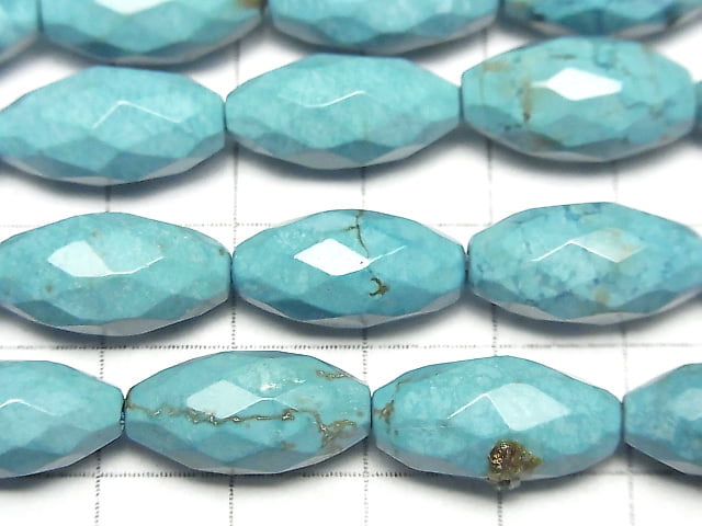 1strand $8.79! Magnesite Turquoise Faceted Rice 18 x 9 x 9 mm Blue 1strand beads (aprx.15 inch / 37 cm)