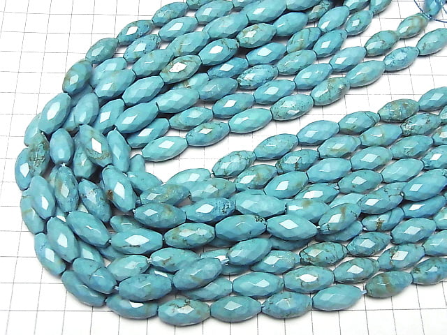 1strand $8.79! Magnesite Turquoise Faceted Rice 18 x 9 x 9 mm Blue 1strand beads (aprx.15 inch / 37 cm)