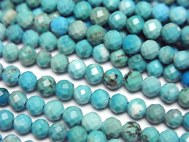 High Quality! Turquoise AA++ Faceted Round 4mm half or 1strand beads (aprx.15inch/37cm)