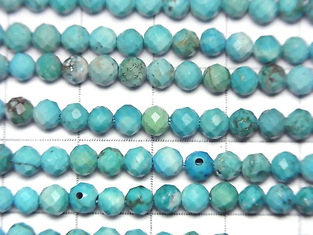 High Quality! Turquoise AA++ Faceted Round 4mm half or 1strand beads (aprx.15inch/37cm)