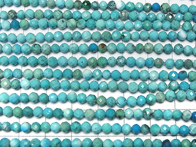 High Quality! Turquoise AA++ Faceted Round 4mm half or 1strand beads (aprx.15inch/37cm)