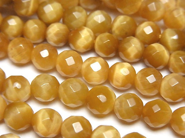 Goldener Tigerauge AAA 64 facettierte runde 6 mm halbe oder 1 Strang Perlen (ca. 15 Zoll / 38 cm)
