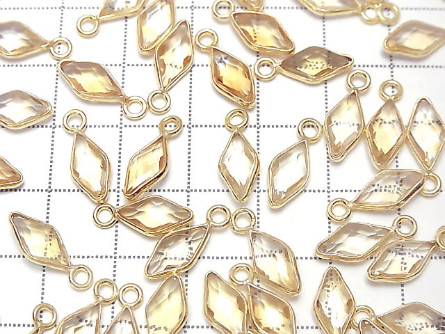 High Quality Citrine AAA Bezel Setting Diamond Shape 11x6mm 18KGP 3pcs