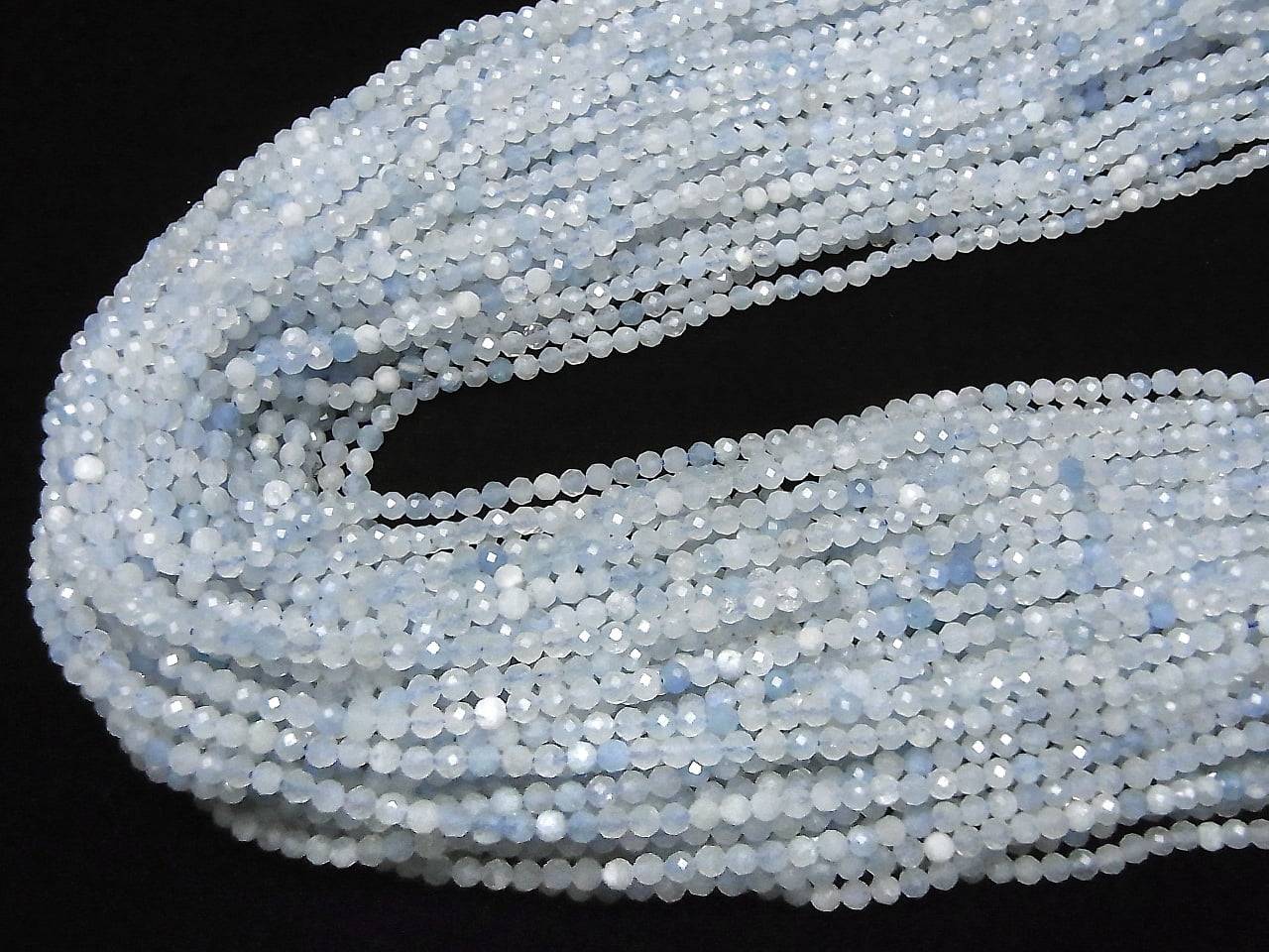 Hochwertiger! Aquamarin AA Facettiert Rund 3mm 1Strang Perlen (ca. 15Zoll/37cm)