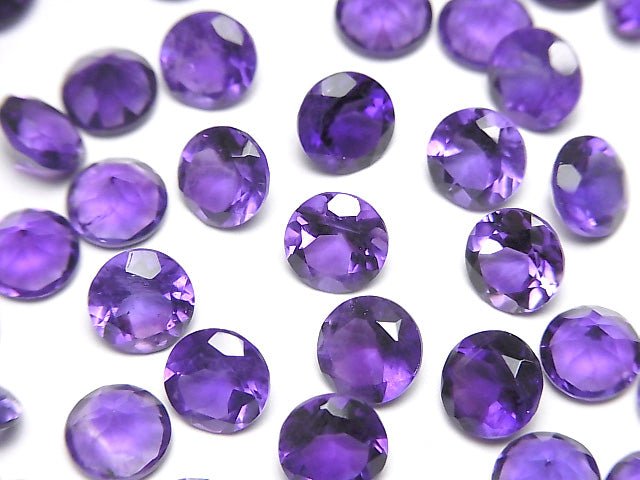 High Quality Amethyst AAA Loose stone Round Faceted 7x7mm 3pcs