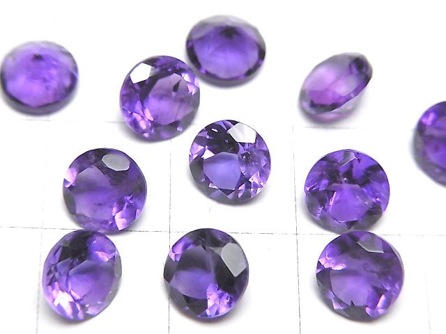 High Quality Amethyst AAA Loose stone Round Faceted 7x7mm 3pcs