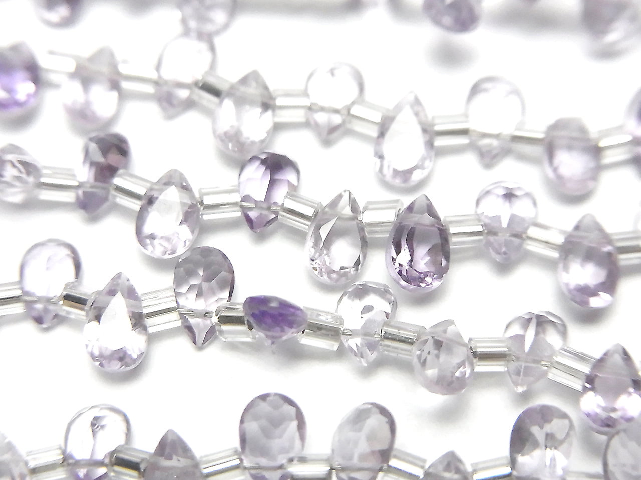 High Quality Light color Amethyst AAA Pear shape Faceted 5x3mm 1strand beads (53pcs )