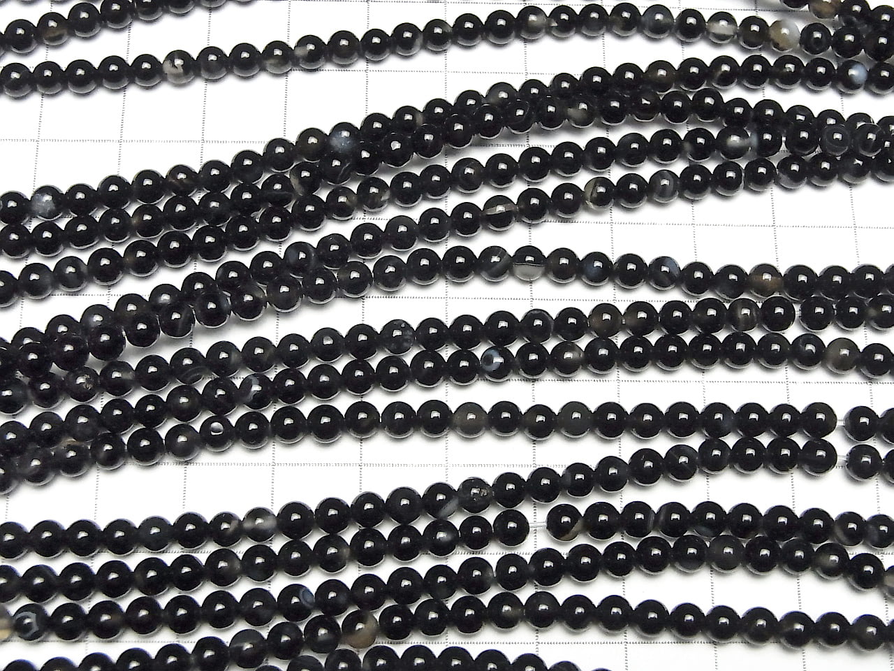 Striped Onyx Round 4mm 1strand beads (aprx.15inch/36cm)