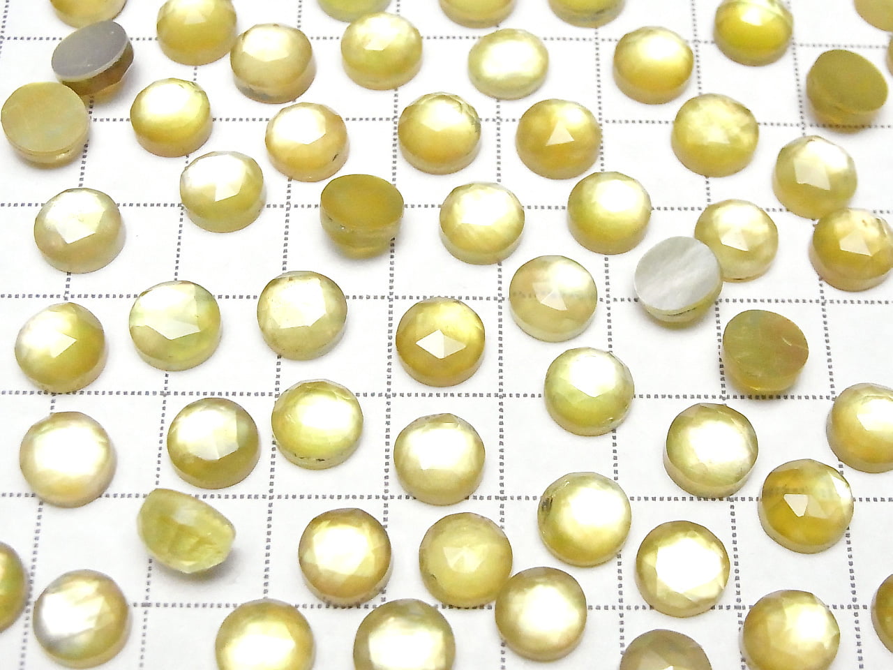 3 Stück $6.79! Weißes Muschel x Zitronenquarz AAA Rund Rose Cut 8x8mm