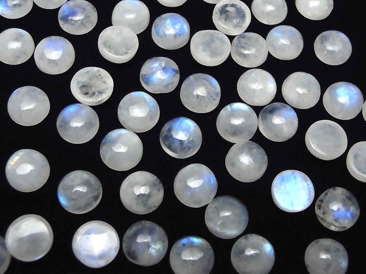 Regenbogen-Mondstein AA++ Runde Cabochon 10x10mm 3 Stück