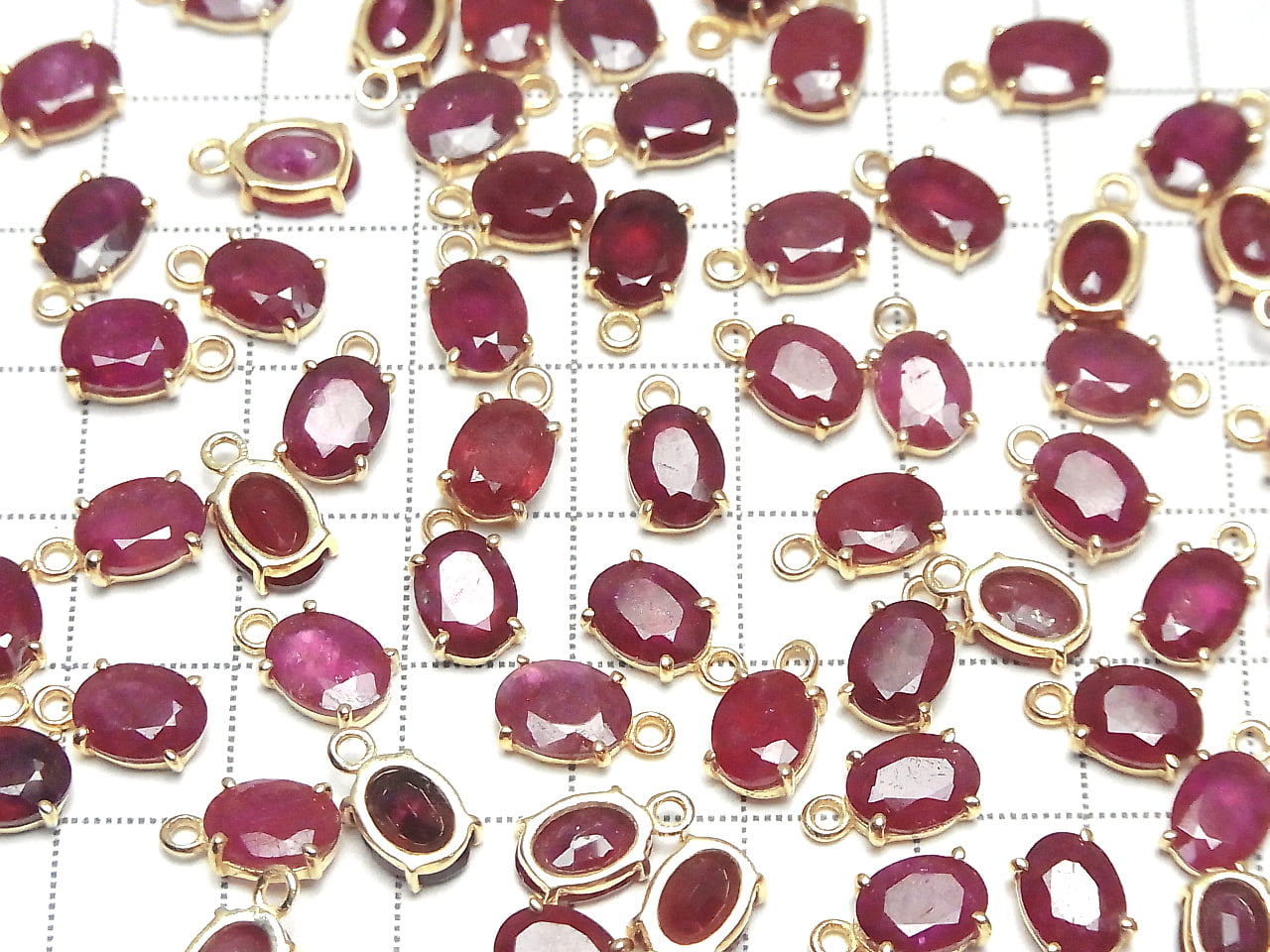 High Quality Ruby AAA Bezel Setting Oval Faceted 8x6mm 18KGP 1pc
