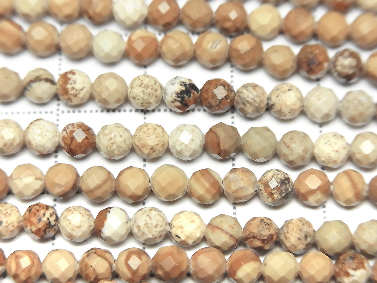 高品質!畫面碧玉刻面圓珠 4mm 一串(約15英吋/36公分)