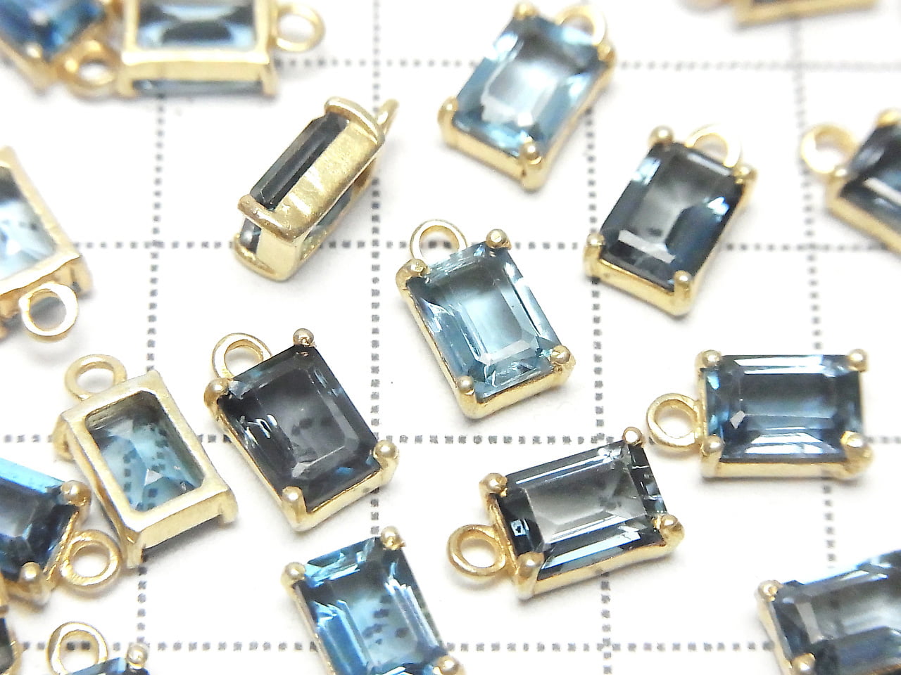 High Quality London Blue Topaz AAA Bezel Setting Rectangle Faceted 7x5mm 18KGP 1pc