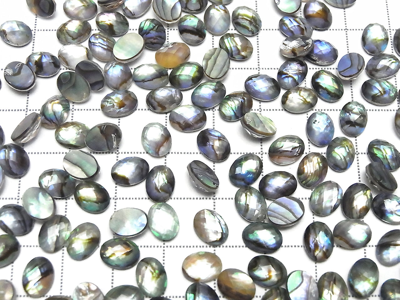 Abalone-Muschel x Kristall AAA- Oval Facettierter Cabochon 8x6mm 3 Stück