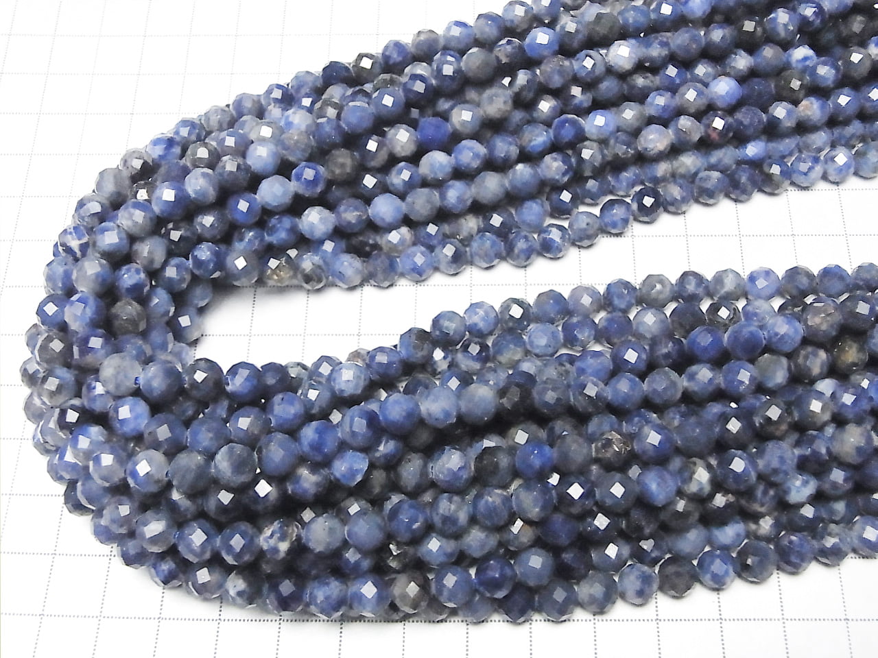 Hochwertig! Sodalith AA++ 64-facettierte Runde 6mm 1Strang Perlen (ca. 15 Zoll/37 cm)