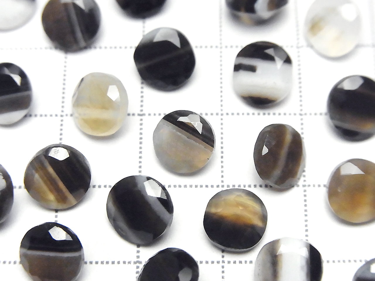 Black Stripe Agate Loose stone Round Faceted 8x8mm 5pcs