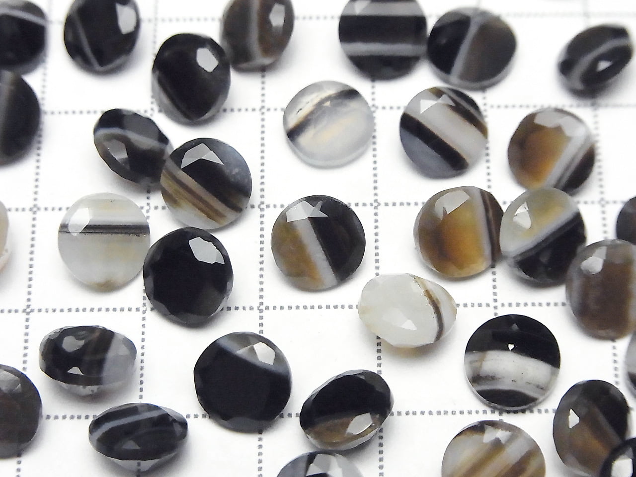 Black Stripe Agate Loose stone Round Faceted 8x8mm 5pcs