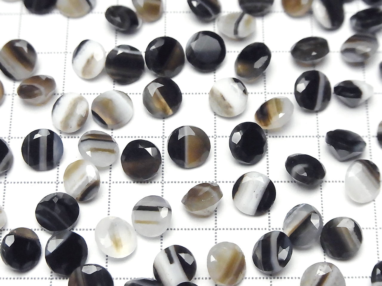 Black Stripe Agate Loose stone Round Faceted 8x8mm 5pcs
