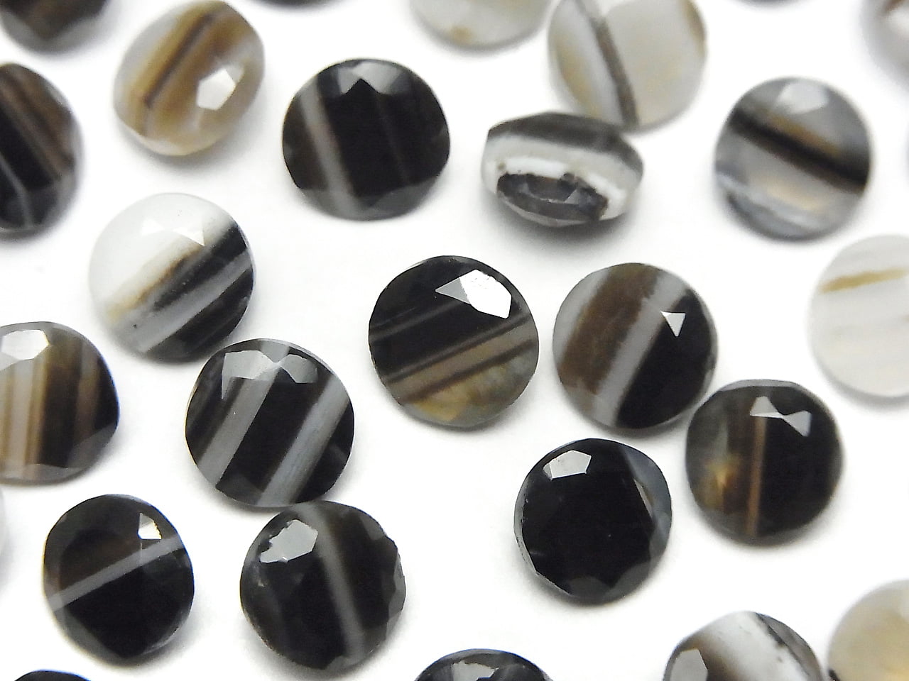 Black Stripe Agate Loose stone Round Faceted 8x8mm 5pcs