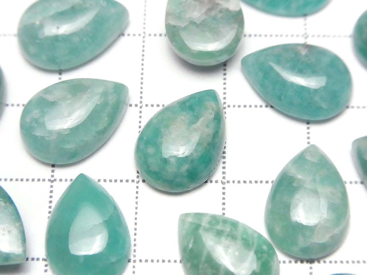 Amazonite AAA- Pear shape Cabochon 14x10mm 3pcs