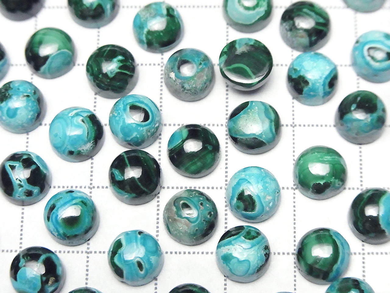 Chrysocolla Malachite Round Cabochon 8x8mm 3pcs