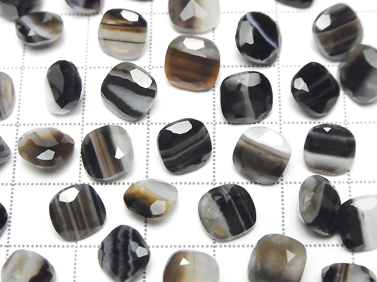 Black Stripe Agate Loose stone Square Faceted 8x8mm 5pcs