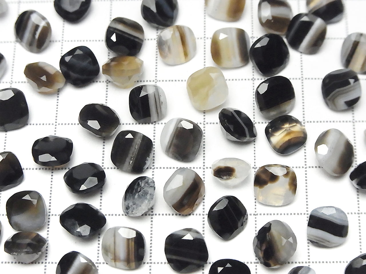 Black Stripe Agate Loose stone Square Faceted 8x8mm 5pcs