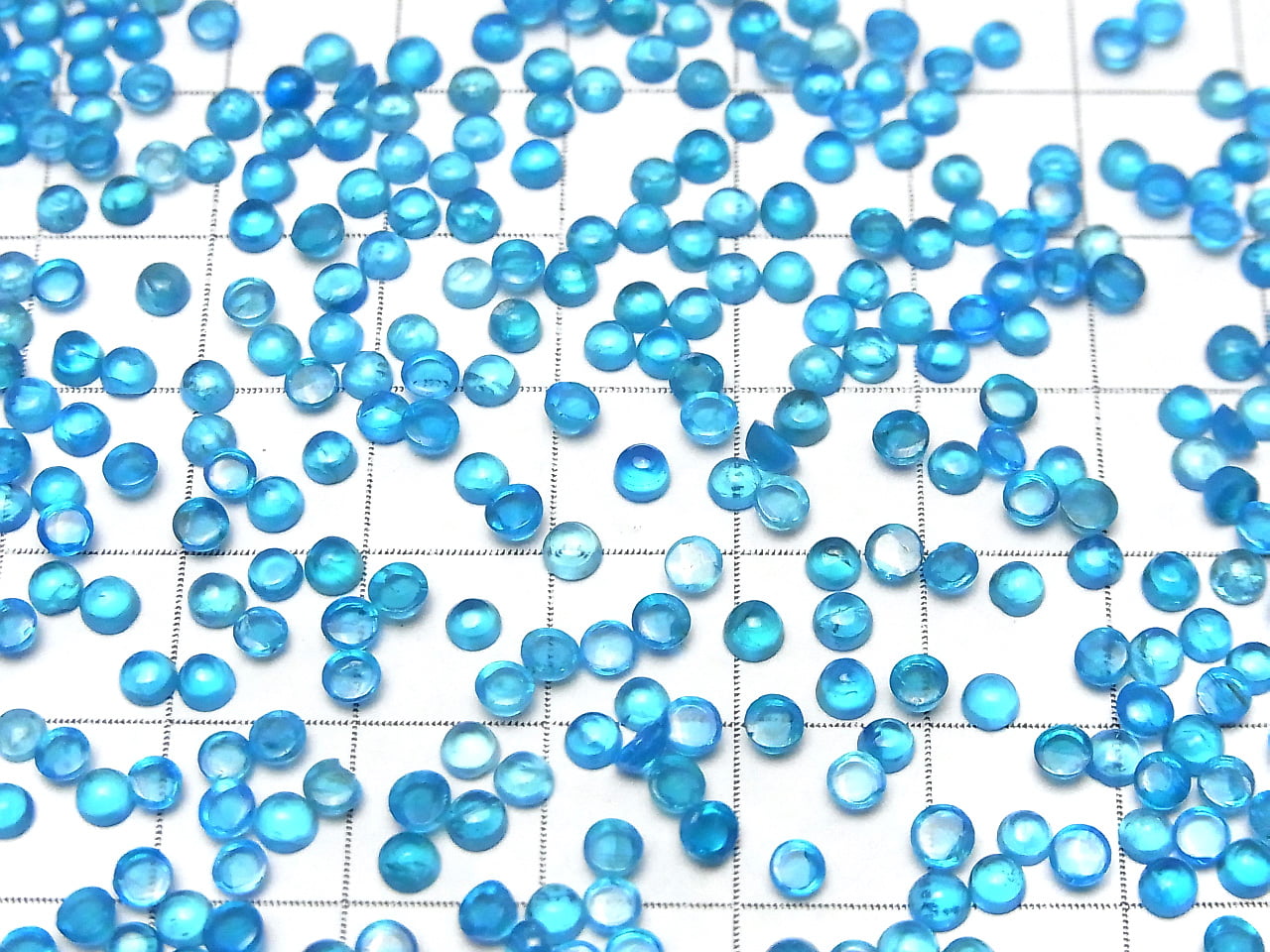 Apatite néon bleu qualité supérieure AA++ cabochon rond 3x3mm 5 pièces