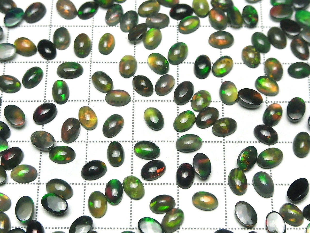 優質黑色蛋白石 AAA 橢圓形凸圓形戒面 6x4mm 5顆