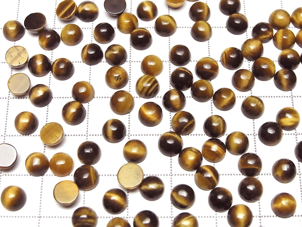 Yellow Tiger's Eye AA++ Round Cabochon 6x6mm 4pcs