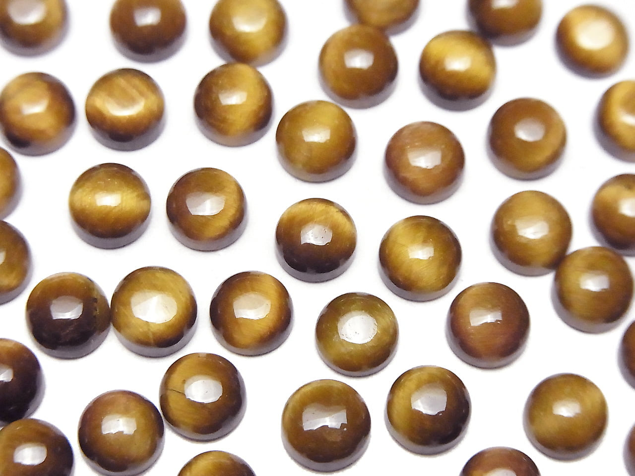 Yellow Tiger's Eye AA++ Round Cabochon 6x6mm Honey color 5pcs