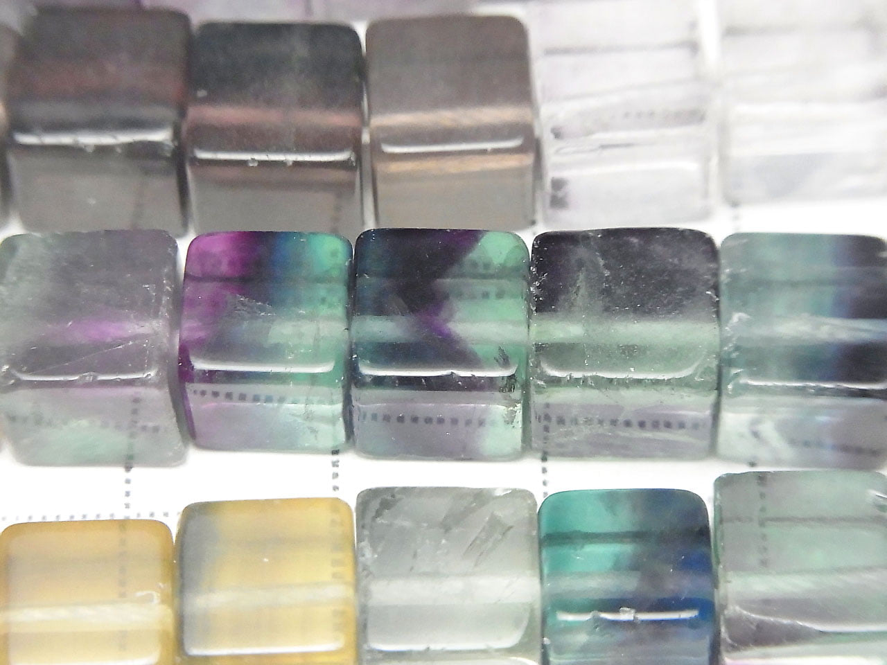 1strand $17.99! Fluorite AAA- Cube 8x8x8mm color gradation 1strand beads (aprx.15inch / 38cm)