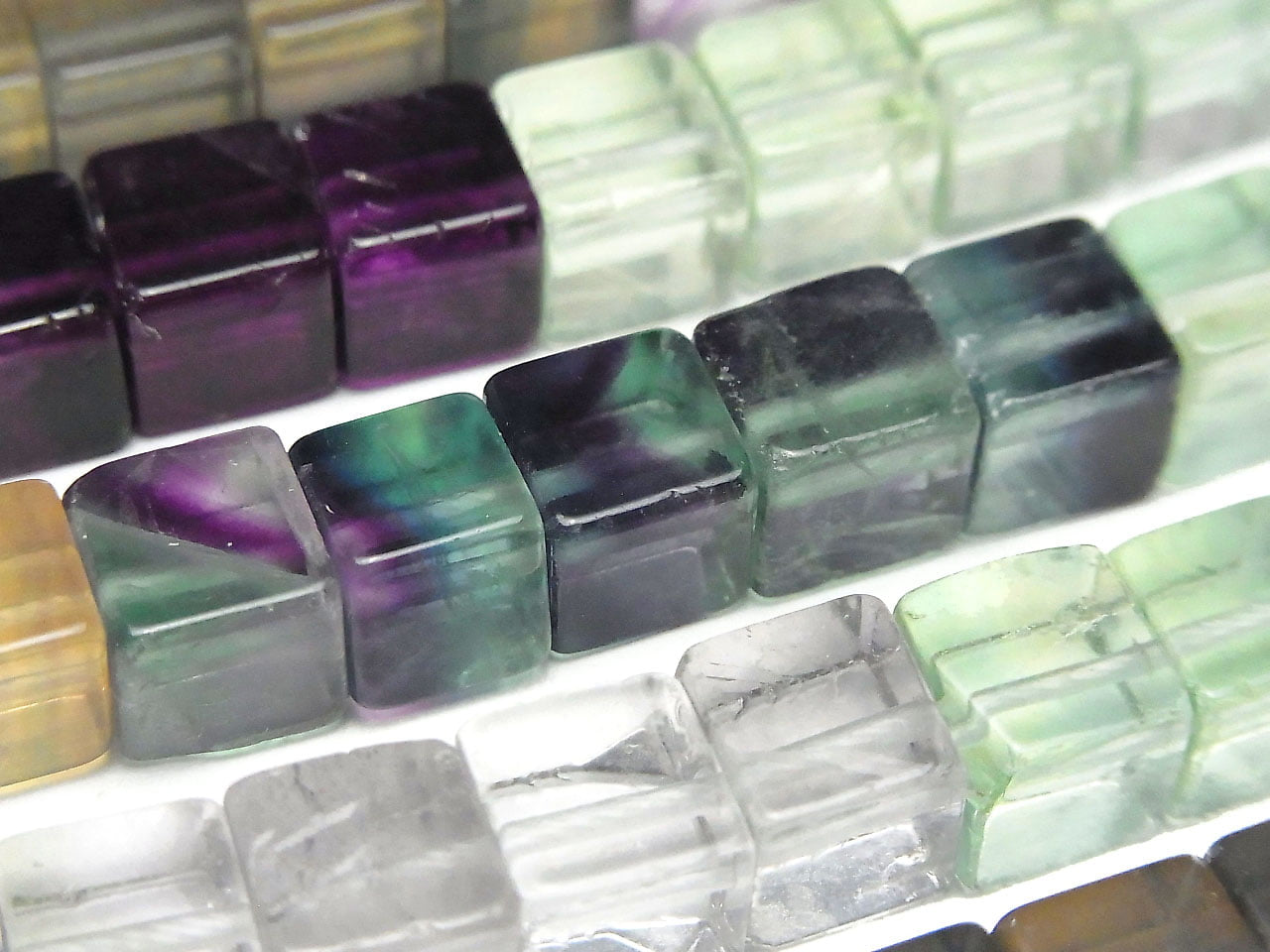 1strand $17.99! Fluorite AAA- Cube 8x8x8mm color gradation 1strand beads (aprx.15inch / 38cm)