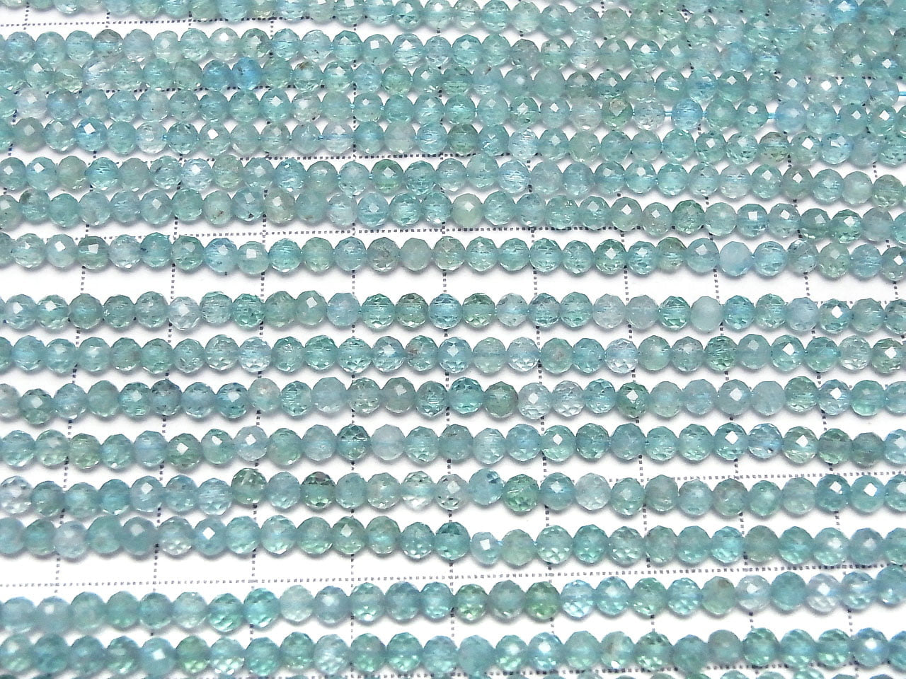 高品質!磷灰石 AA+ 切割圓珠 4mm 1串 (約15英吋/36公分)