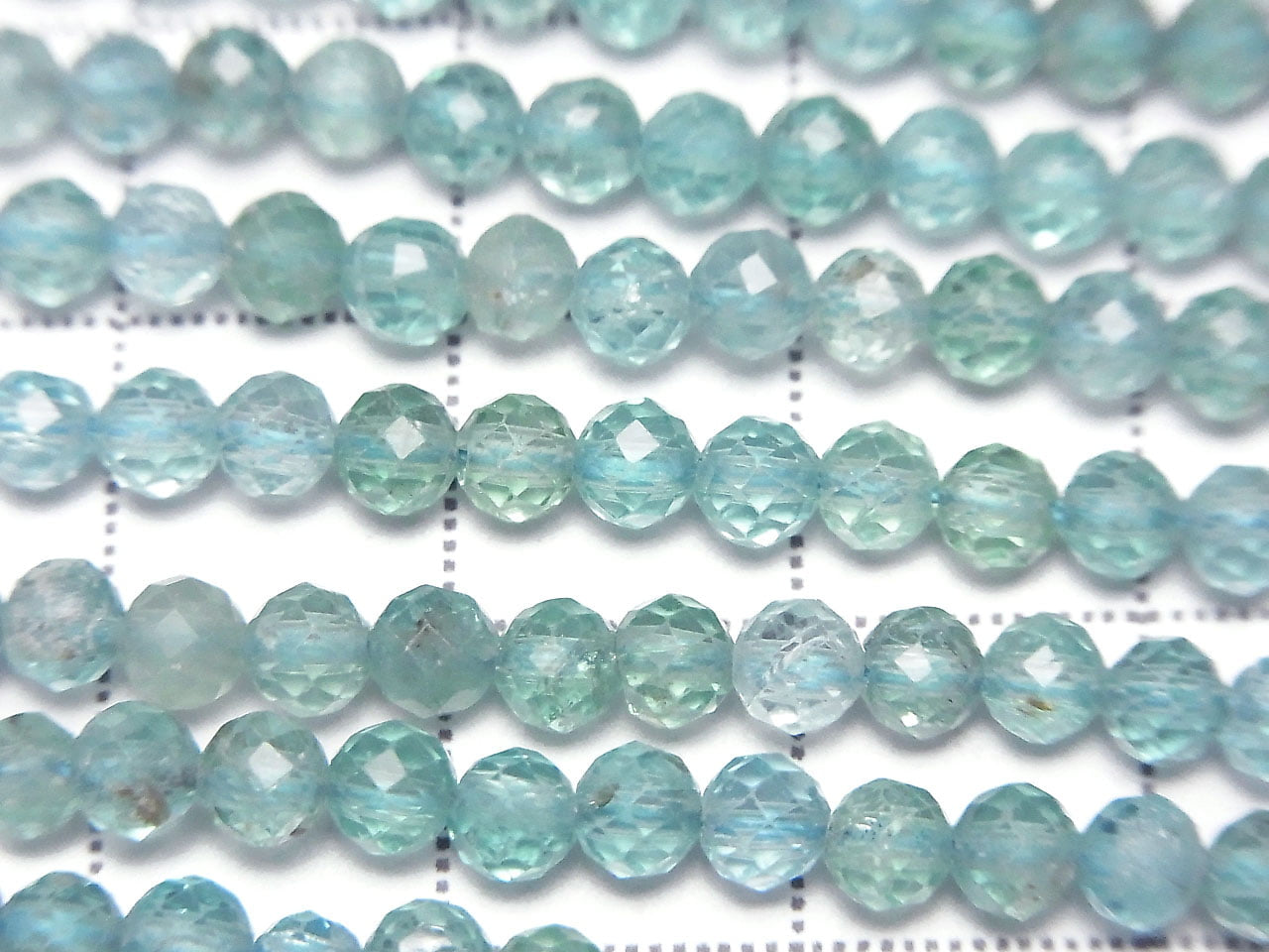 高品質!磷灰石 AA+ 切割圓珠 4mm 1串 (約15英吋/36公分)