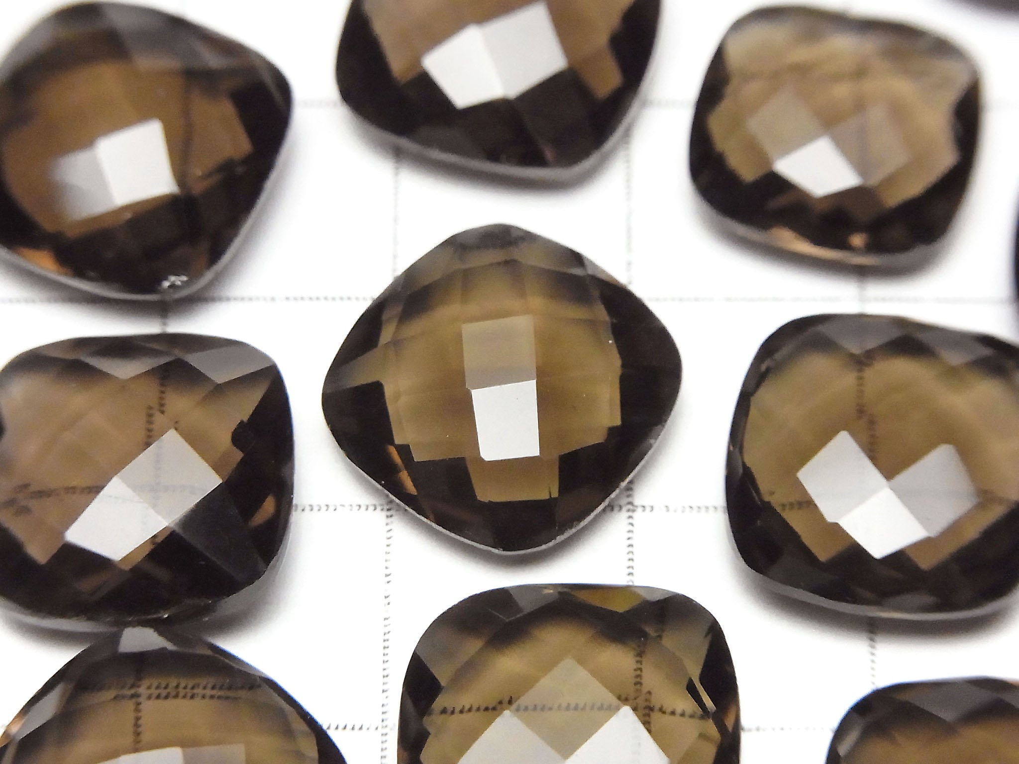 高品質煙水晶 AAA級 未鑽孔 方形靠墊切割 14x14x5mm 3顆 14.99美元!