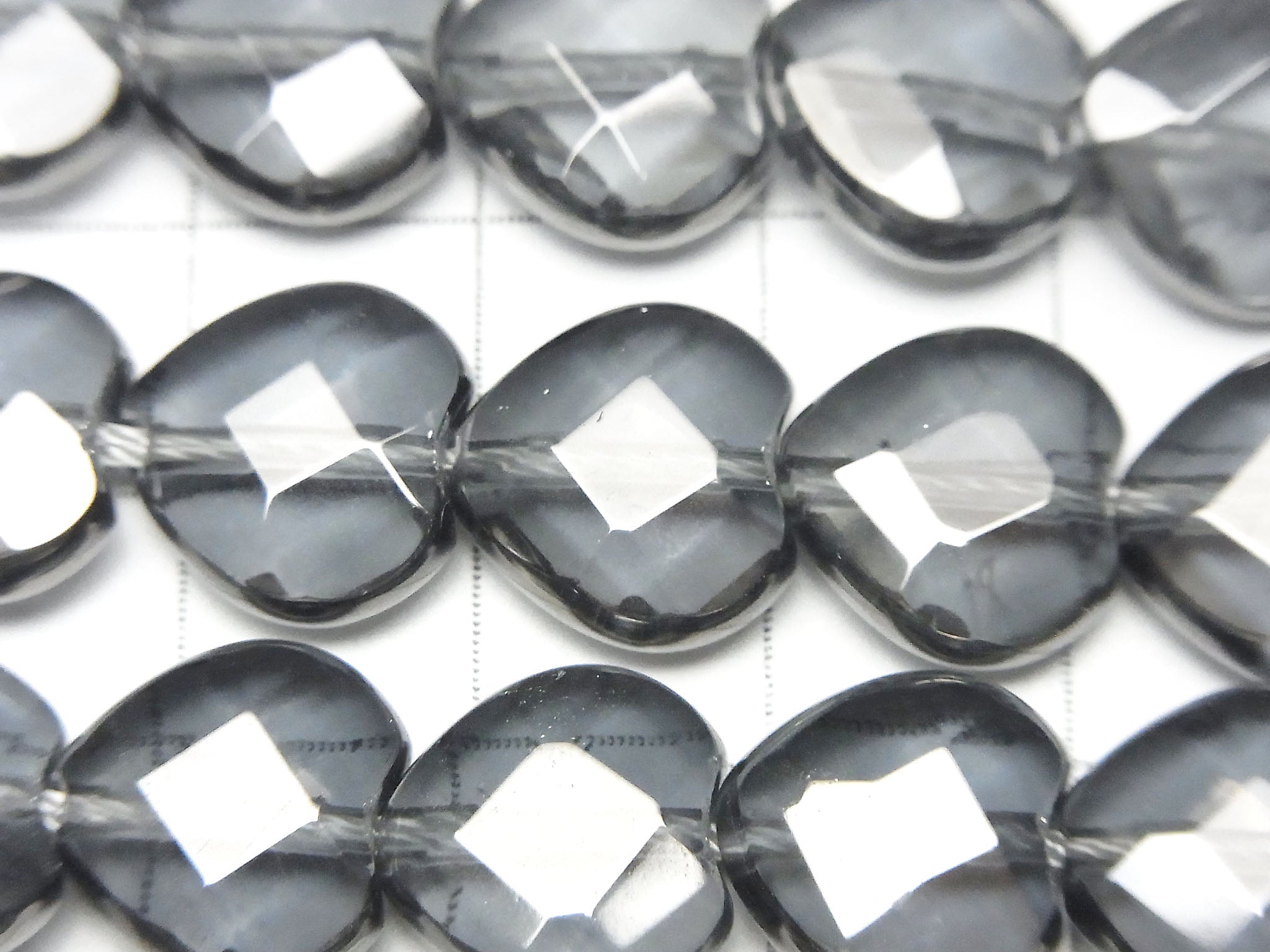 Silver flash Crystal Quartz Heart cut 12x12x5 half or 1strand beads (aprx.15inch / 36cm)