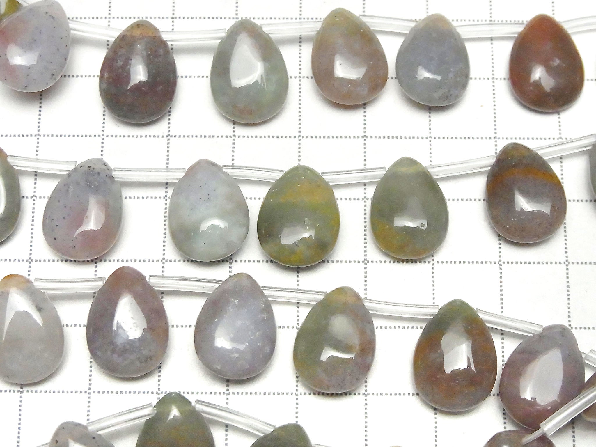 印度瑪瑙梨形(光滑)16x12x6mm 1串珠子(約14英吋 / 35公分)