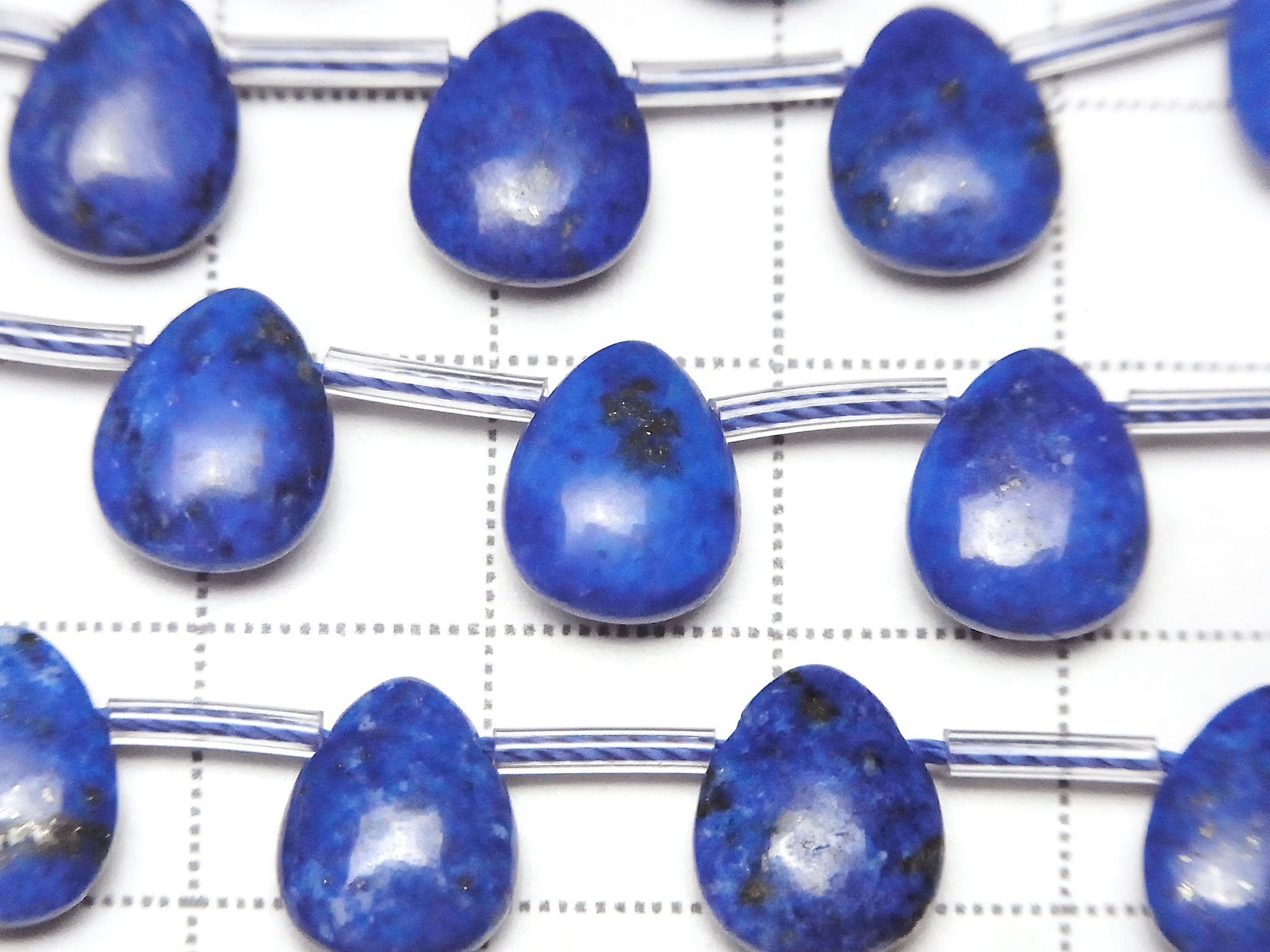 青金石 AA++ 梨形 (光滑) 10x8x4mm 半串珠或一串珠 (12顆)