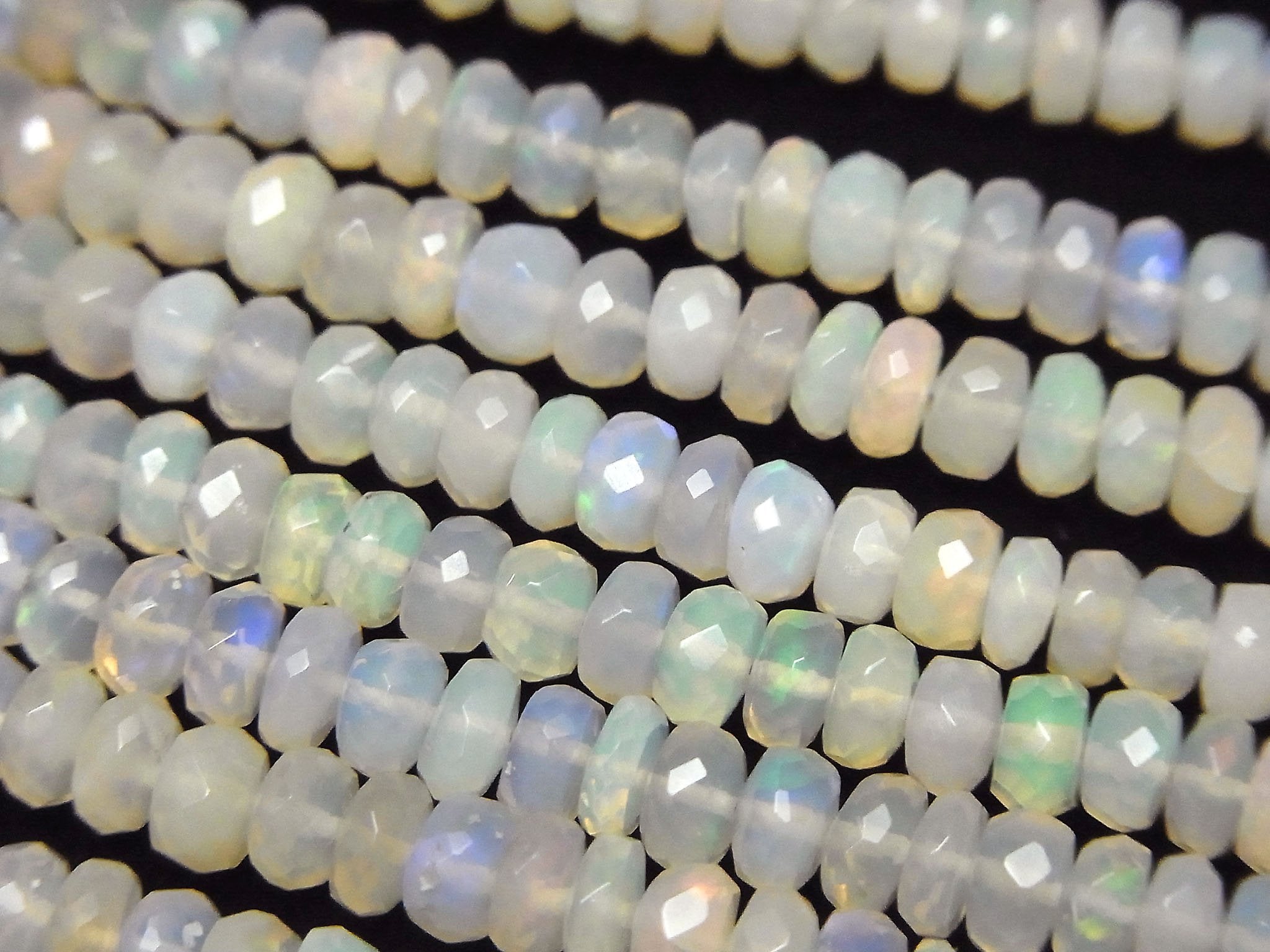 Ethiopian Opal AA++ Faceted Button Rondelle half or 1strand beads (approx. 15 inches/36 cm)