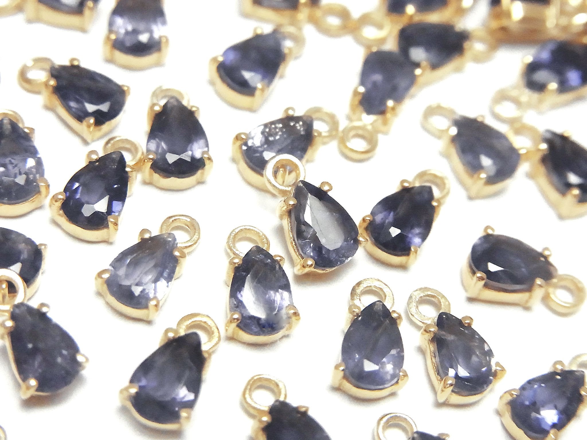 High Quality Iolite AAA Bezel Setting Pear shape Faceted 6x4mm 18KGP 2pcs $6.79!