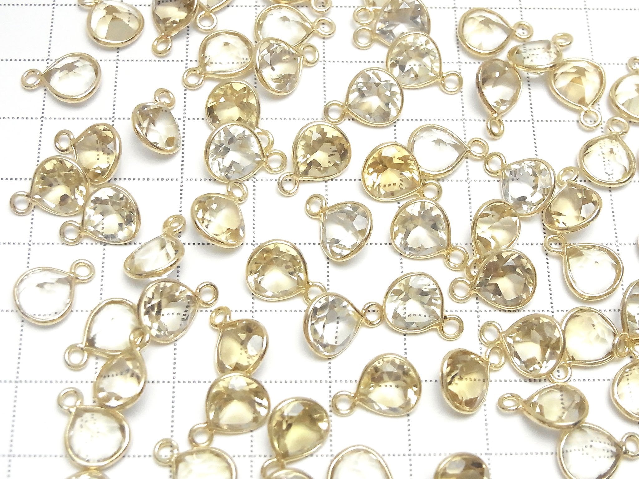 高品質蜂蜜色石英 AAA 凹槽鑲嵌栗子刻面 8x8mm 18KGP 3件