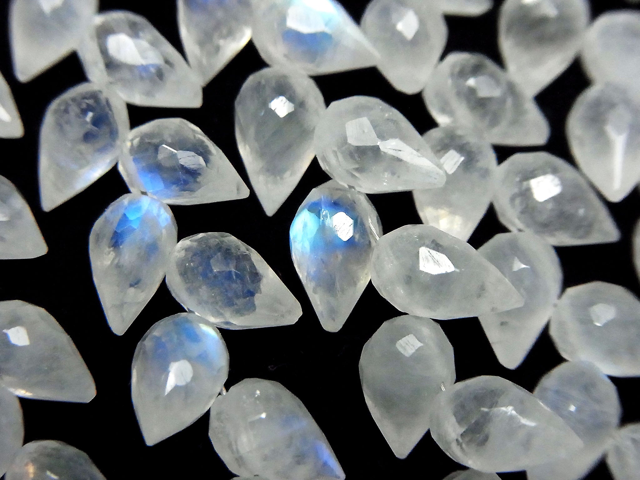 High Quality Rainbow Moonstone AAA- Flower Bud Faceted Briolette 1strand beads (approx. 6 inches/14 cm)