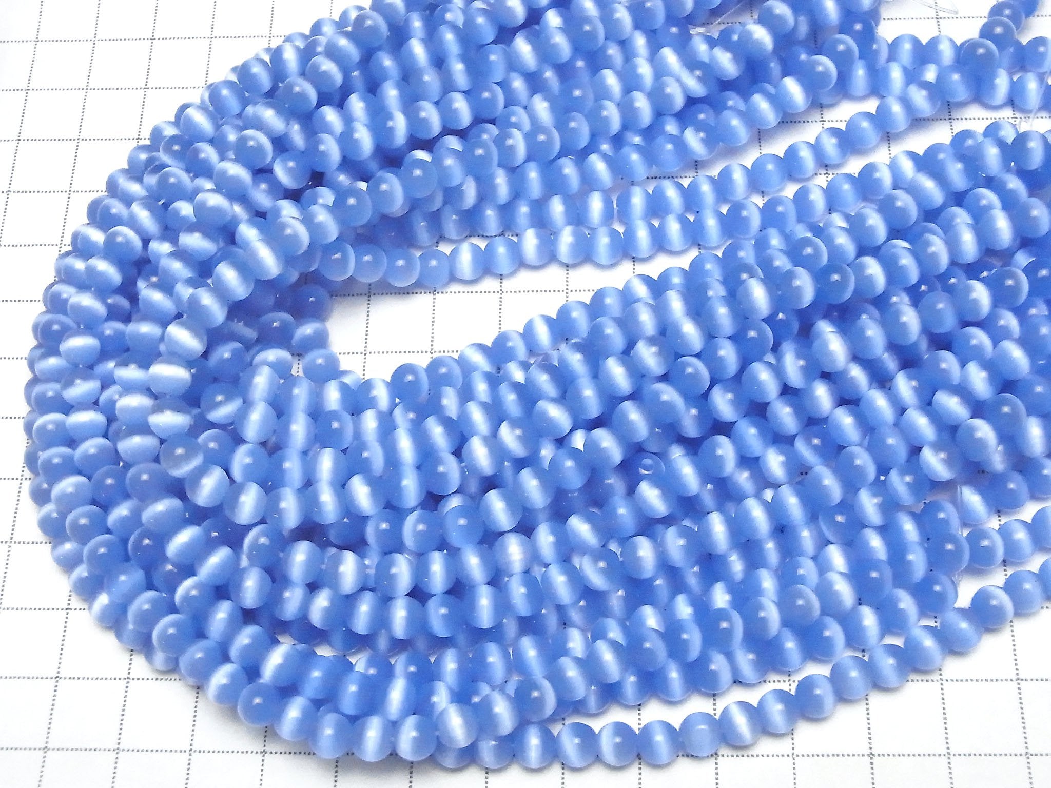 Pastel blue color Cat's Eye Round 6mm 1strand beads (aprx.14inch/35cm)