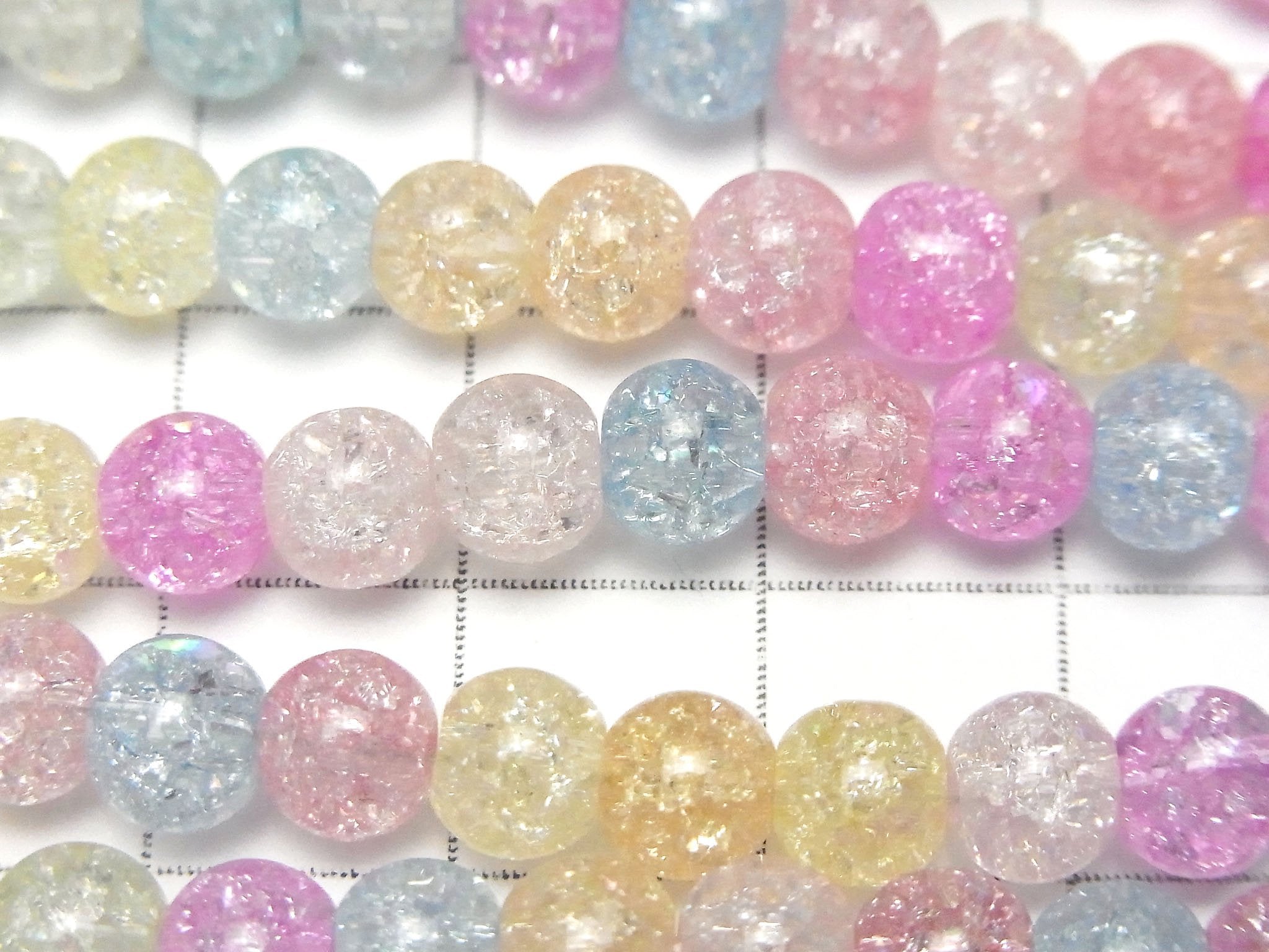 1strand $3.79! Multicolored Cracked Crystal Quartz Round 6mm Pastel 1strand beads (aprx.15inch / 36cm)